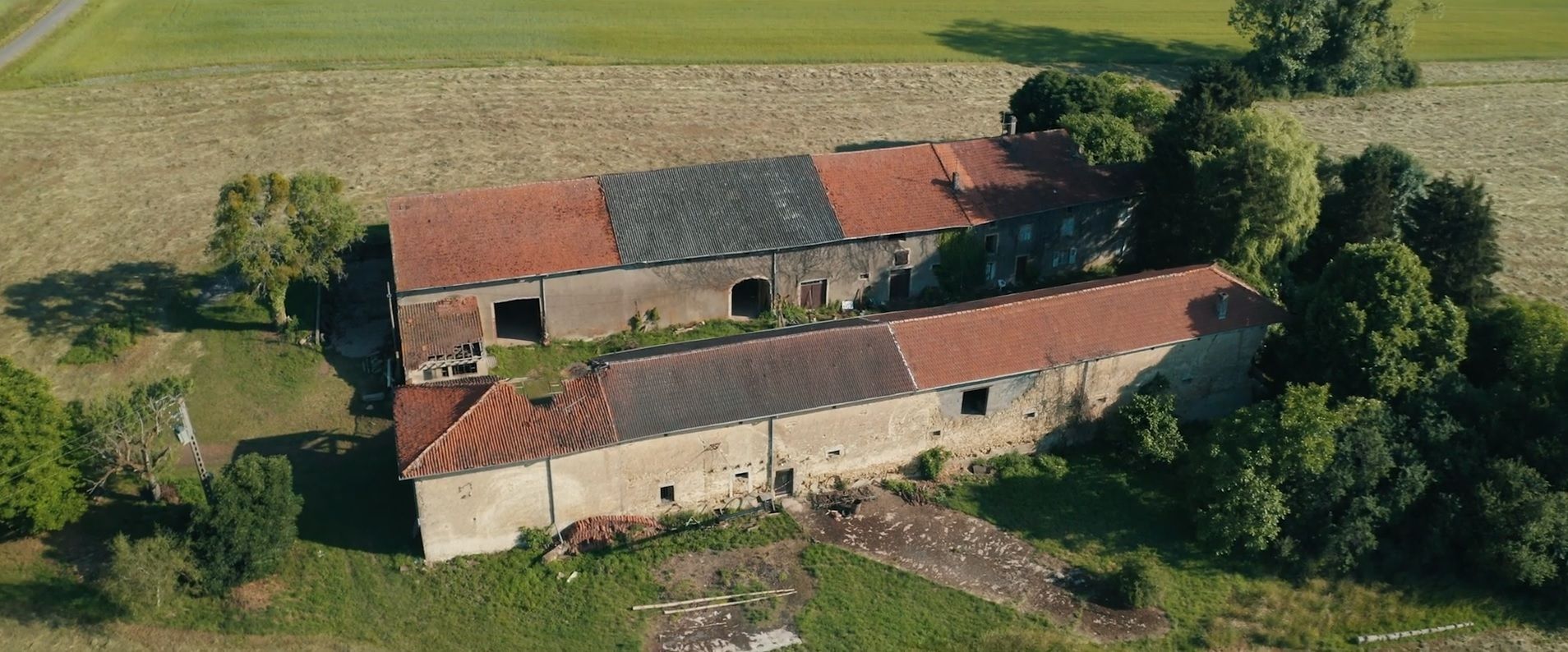 Vue aérienne de la ferme d'Ingling